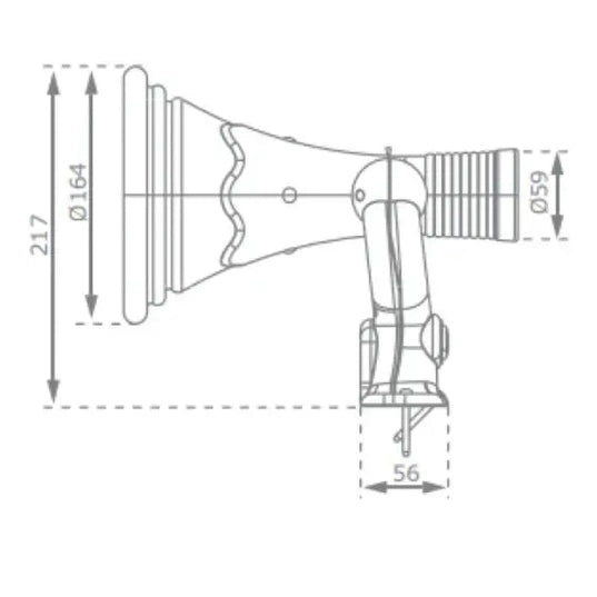 diagram showing the measurements of the playground megaphone