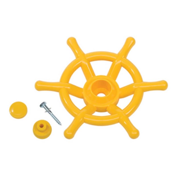 Yellow plastic boat style steering wheel with attachments in nz