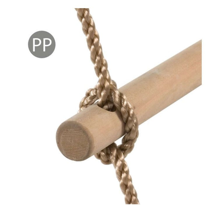 wooden rope ladder with double width - 7 rungs in length