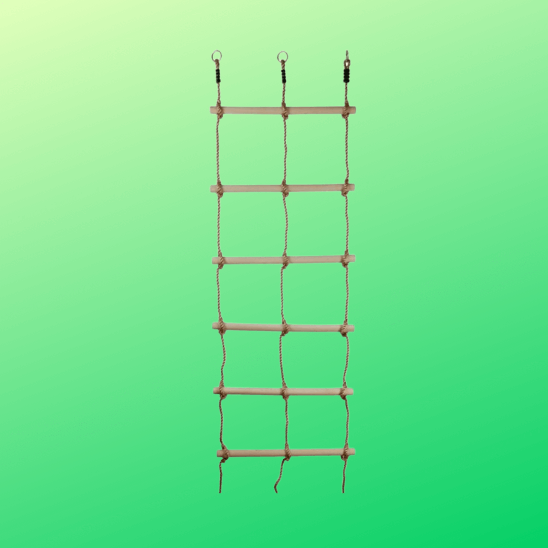 wooden rope ladder with double width - 7 rungs in length