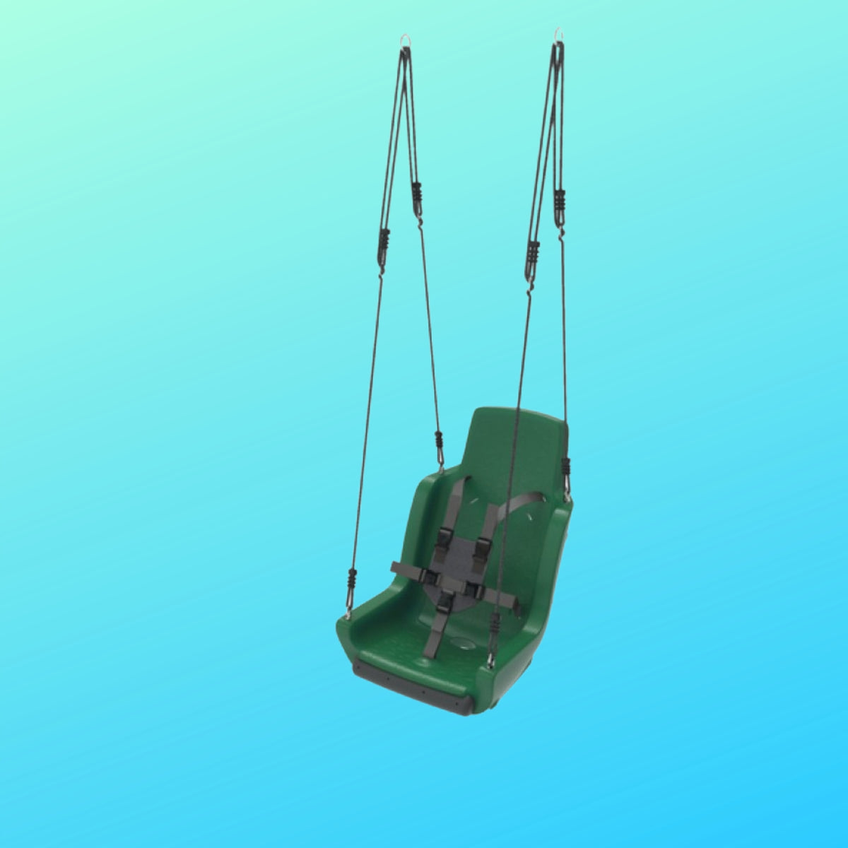 green KBT special needs swing with harness