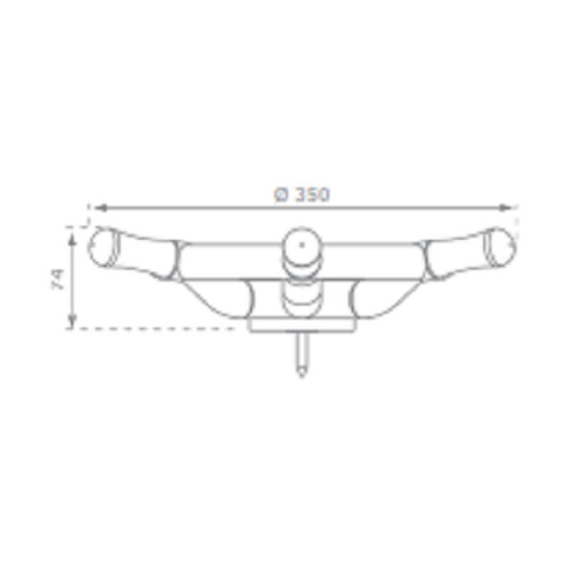 diagram showing the dimensions of the playground boat steering wheel in nz