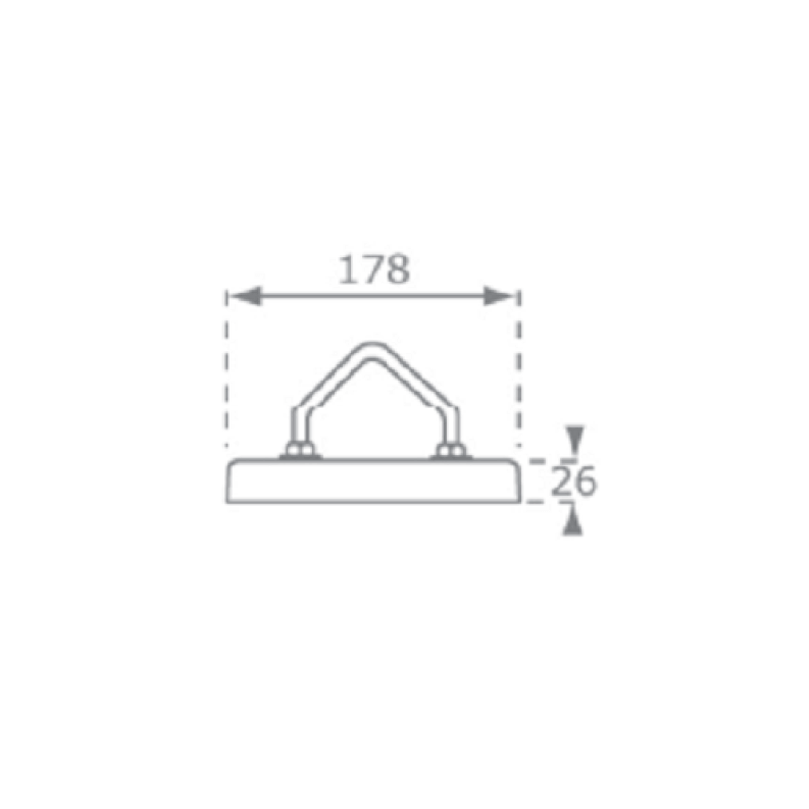 diagram showing the dimensions of the KBT rubber straight swing seat
