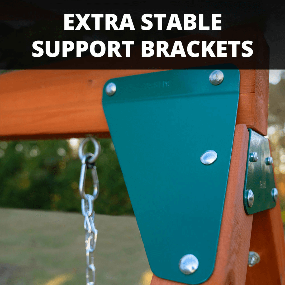 swing corner brackets on wooden playground