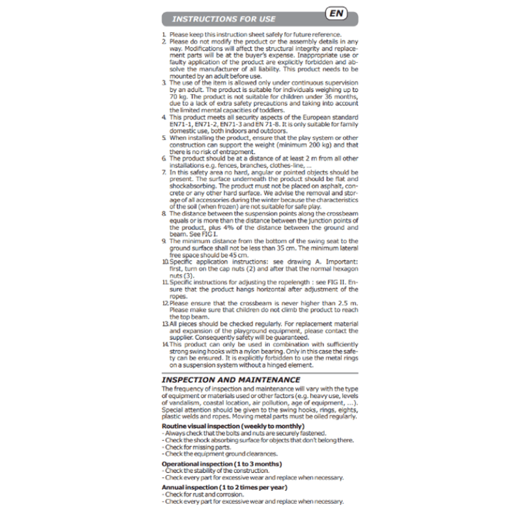 Instructions on how to install KBT rubber swing seat
