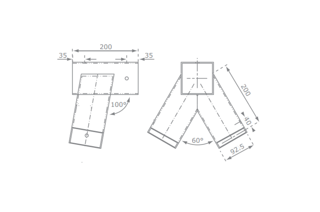 Swing Corner Bracket – Oblique (Square)