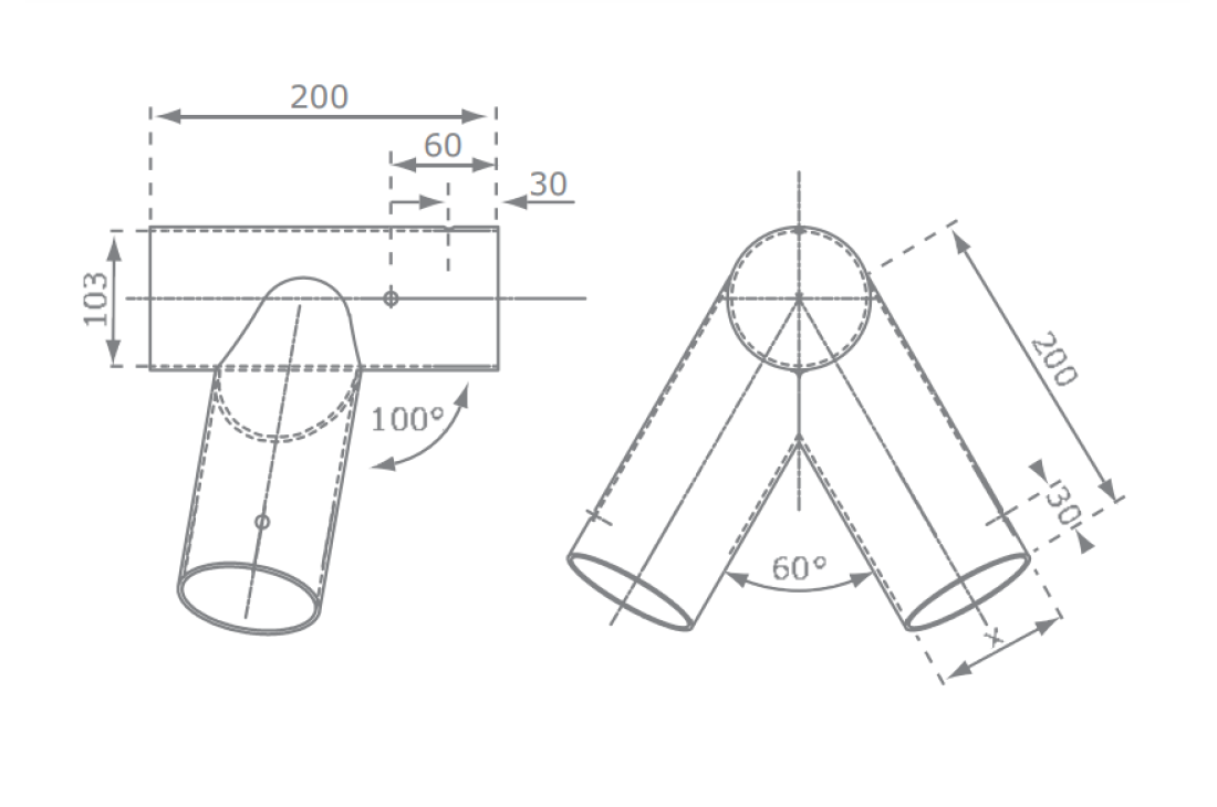 Swing Corner Bracket – Oblique (Round)
