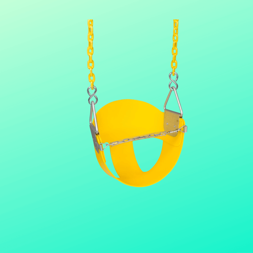 yellow toddler swing - half bucket swing with plastisol safety chains
