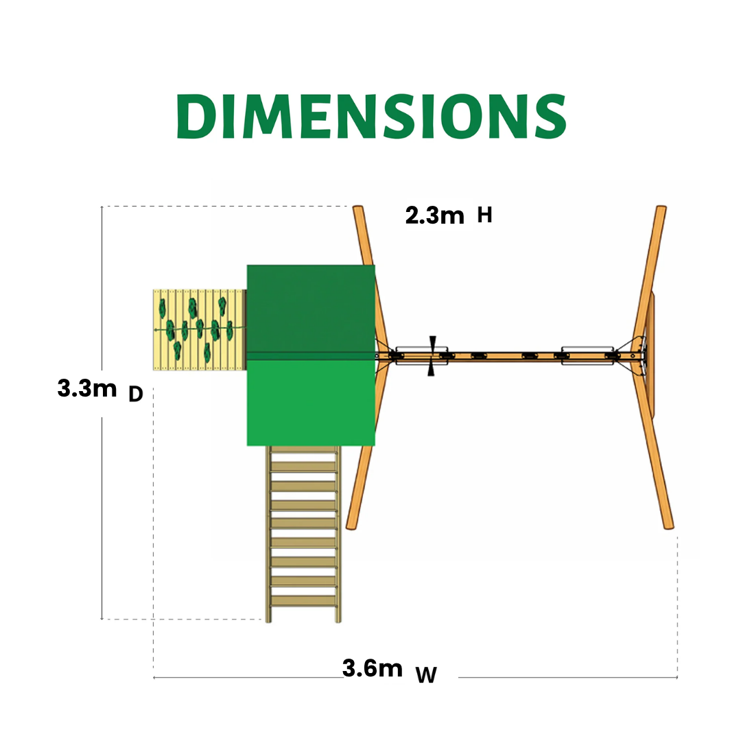 dimensions of the triple swing and slide set - ranger plus