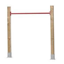 Wooden pull-up bar attached to wooden posts